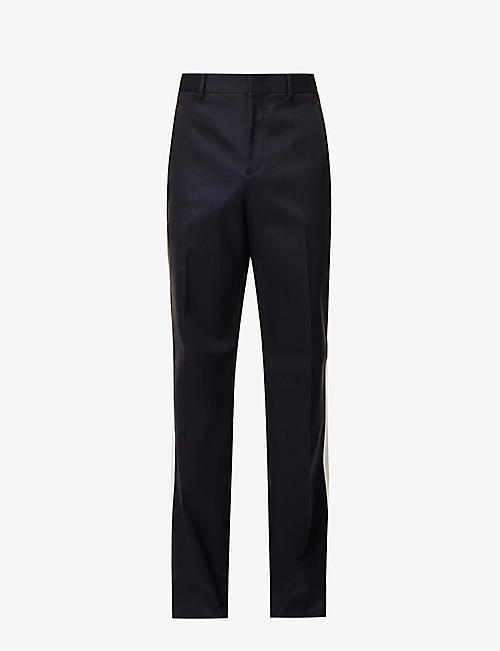VALENTINO: Band regular-fit straight-leg cotton trousers