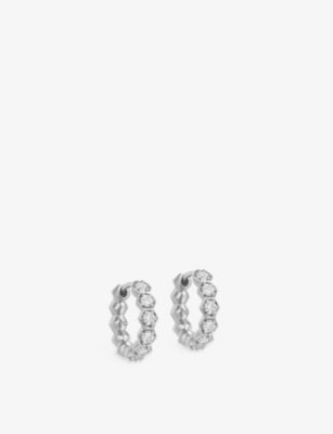 Astley Clarke Womens 925 Sterling Silver Deco Sterling Silver And White Sapphire Hoop Earrings