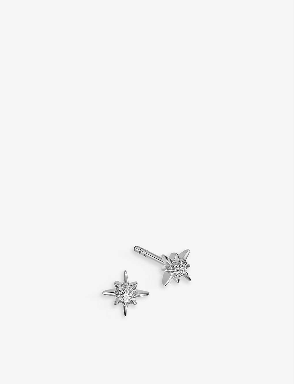 Astley Clarke Womens 925 Sterling Silver Polaris Star-shaped Sterling Silver And White Sapphire Stud