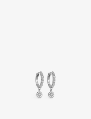 Astley Clarke Womens 925 Sterling Silver Polaris Sterling Silver And White Sapphire Hoop Earrings