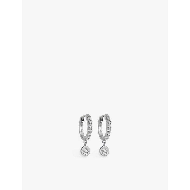 Astley Clarke Womens 925 Sterling Silver Polaris Sterling Silver And White Sapphire Hoop Earrings