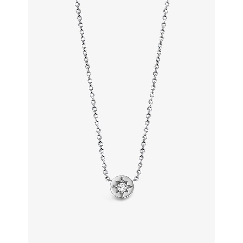 Astley Clarke Womens 925 Sterling Silver Polaris Sterling Silver And White Sapphire Pendant Necklace