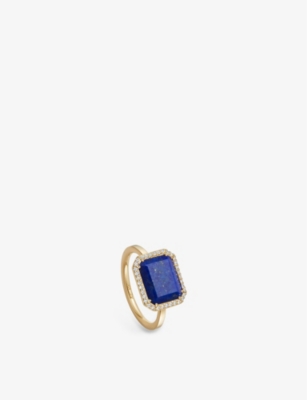 ASTLEY CLARKE: Ottima 18ct yellow gold-plated vermeil sterling silver, lapis lazuli and white sapphire ring
