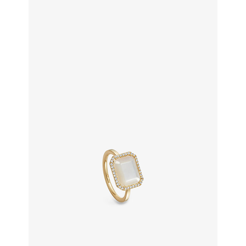 Astley Clarke Ottima Pearl Pavé Ring In Yellow Gold Vermeil