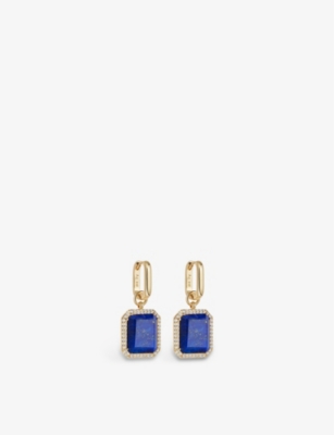 ASTLEY CLARKE: Ottima 18ct yellow gold-plated vermeil sterling silver, lapis lazuli and white sapphire drop earrings