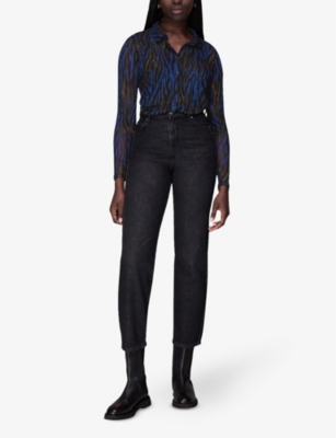 Shop Whistles Omens  Animal-print Stretch-mesh Shirt In Multi-coloured