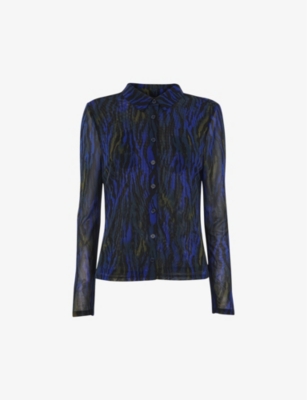 Whistles Womens Multi-coloured Animal-print Stretch-mesh Shirt In Multi-coloured