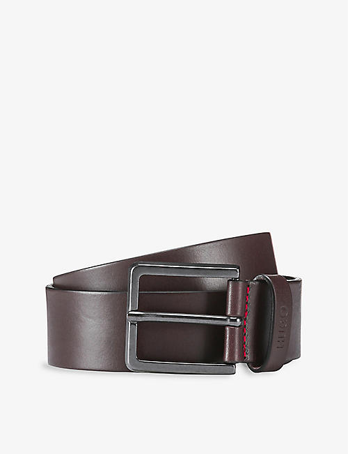 HUGO: Logo-embossed leather belt