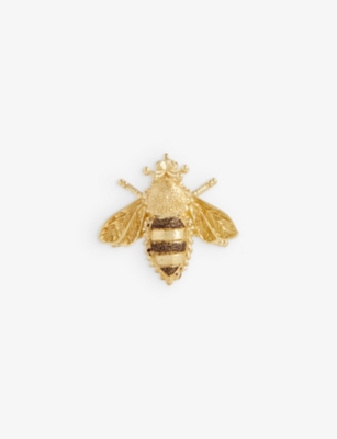 Shop Amrit Jewellery Bee 18ct Yellow-gold Brooch In 18k Yellow Gold/black