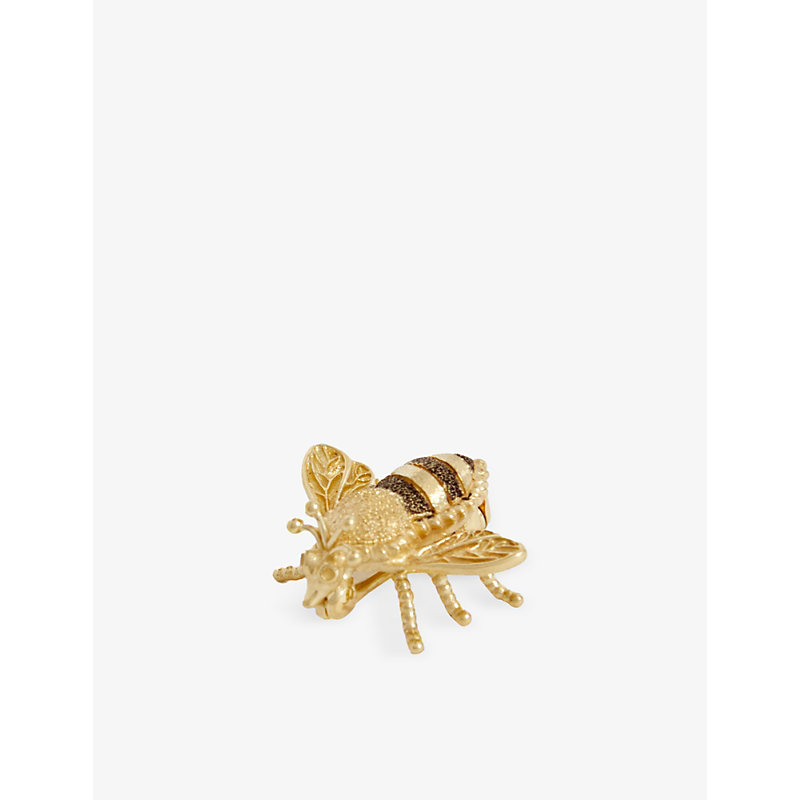 Amrit Jewellery Bee 18ct Yellow-gold Brooch In 18k Yellow Gold/black