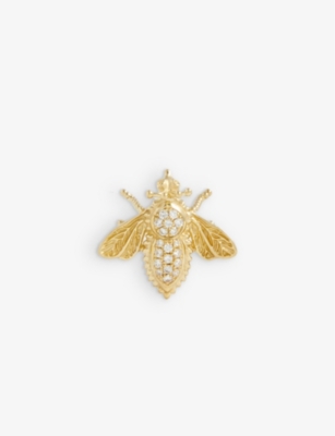 Shop Amrit Jewellery Women's 18k Yellow Gold Diamond Bee 18ct Yellow-gold And 0.15ct Diamond Brooch