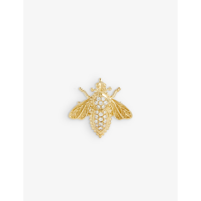Shop Amrit Jewellery Women's 18k Yellow Gold Diamond Bee 18ct Yellow-gold And 0.15ct Diamond Brooch