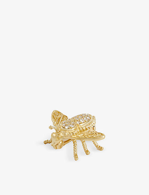 AMRIT JEWELLERY: Diamond Bee 18ct yellow-gold and 0.15ct diamond brooch