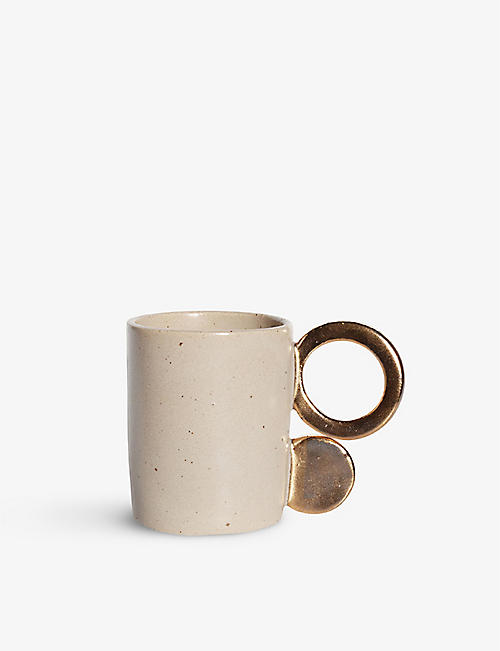 MIYELLE: Orbital I metallic-handle speckled ceramic mug 9.5cm