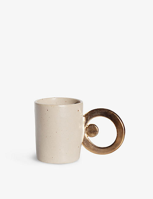 MIYELLE: Orbital II metallic-handle speckled ceramic mug 9.5cm