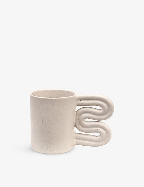 MIYELLE: Sway curved-handle speckled ceramic mug 9.5cm