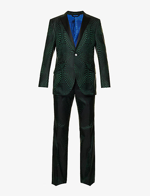 OZWALD BOATENG: Tribal-pattern stretch-wool tuxedo suit