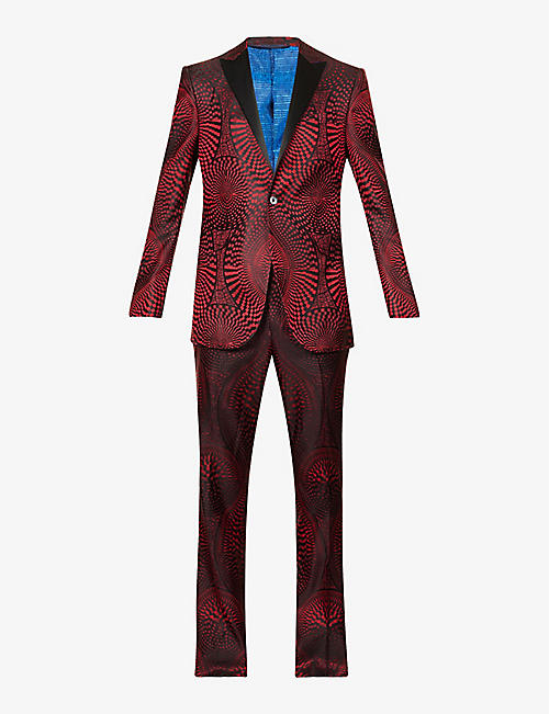 OZWALD BOATENG: Tribal-pattern silk tuxedo suit