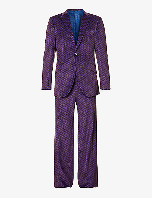 OZWALD BOATENG: Single-breasted wide-leg velvet suit