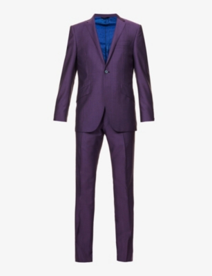 OZWALD BOATENG OZWALD BOATENG MEN'S PURPLE SINGLE-BREASTED WOOL-BLEND TUXEDO SUIT 63535328