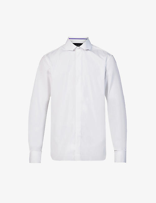 OZWALD BOATENG: Spread-collar regular-fit cotton shirt