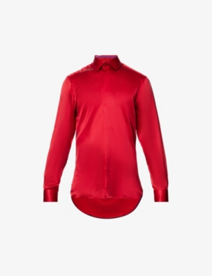 RED SOLID SILK SHIRT — Ozwald Boateng