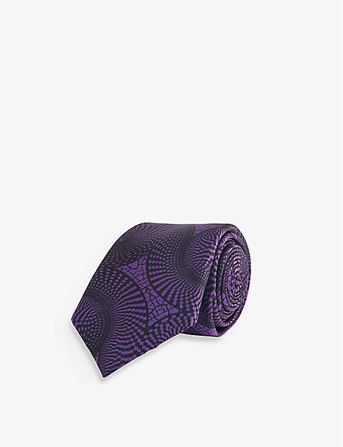 OZWALD BOATENG: Tribal wide abstract-pattern stretch-silk tie