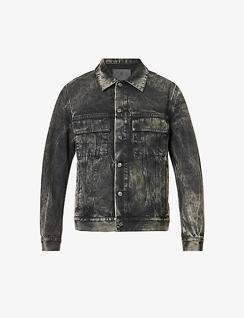 GIVENCHY: Faded wash spread-collar denim jacket