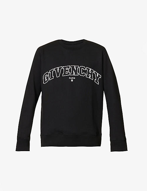GIVENCHY: College embroidered-appliqué cotton-jersey sweatshirt