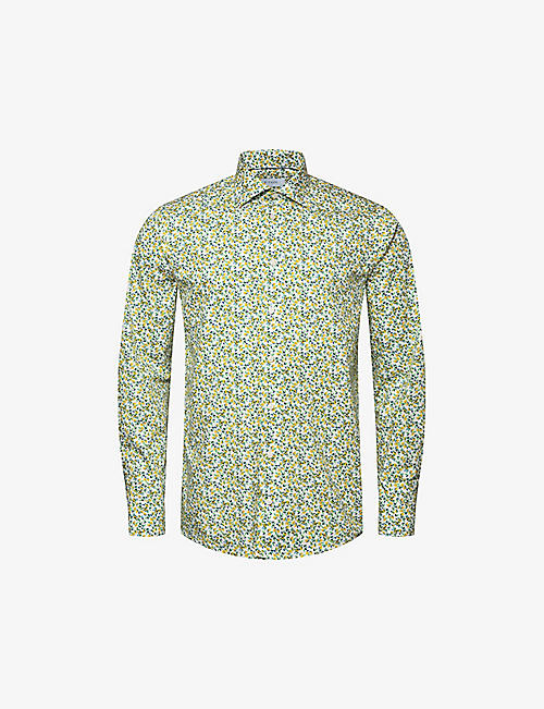 ETON: Business Casual lemon-print slim-fit cotton shirt