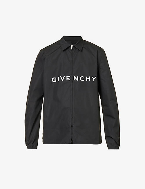 GIVENCHY: Zipped brand-print cotton shirt
