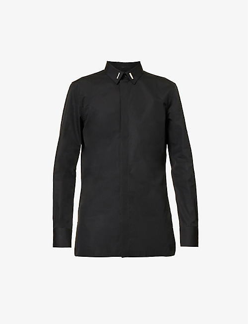 GIVENCHY: Branded-plaque slim-fit cotton shirt