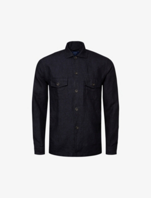 ETON: Casual graphic-print relaxed-fit linen shirt