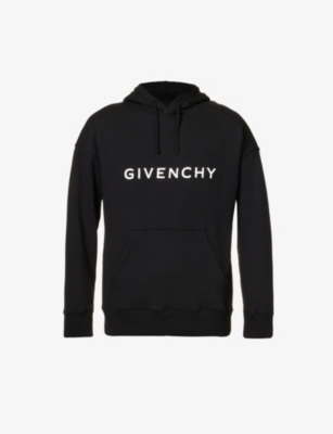 GIVENCHY Relaxed fit logo print cotton jersey hoody Selfridges