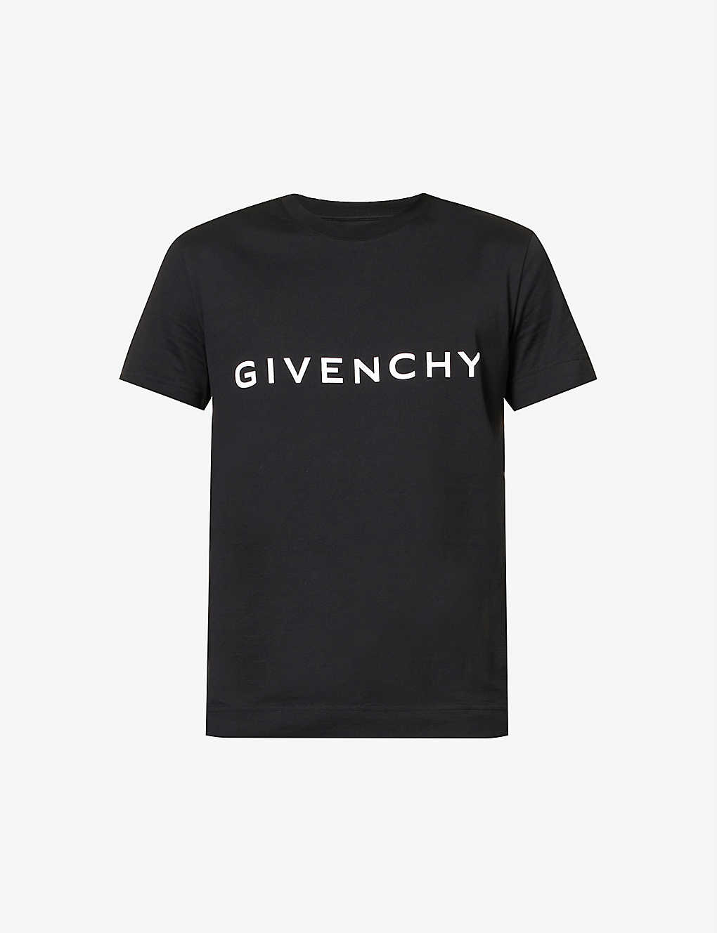 Shop Givenchy Men's 001-black Logo-print Cotton-jersey T-shirt