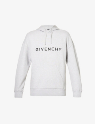 GIVENCHY Relaxed fit logo print cotton jersey hoody Selfridges