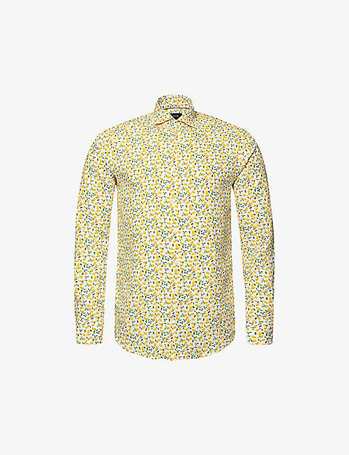 ETON: Casual lemon-print contemporary-fit cotton shirt