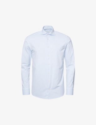 Eton Mens Light Blue Four-way Stretch Slim-fit Stretch-woven Shirt