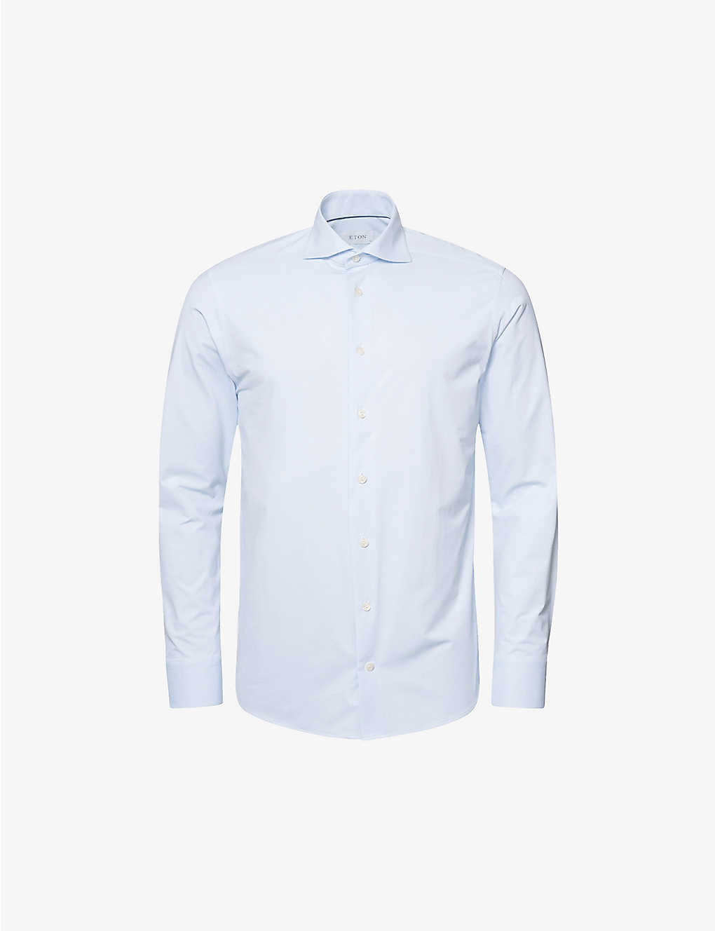 Eton Mens Light Blue Four-way Stretch Slim-fit Stretch-woven Shirt