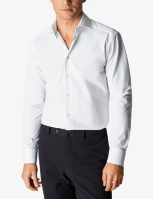 Shop Eton Men's White Business Four-way-stretch Regular-fit Stretch-woven Shirt