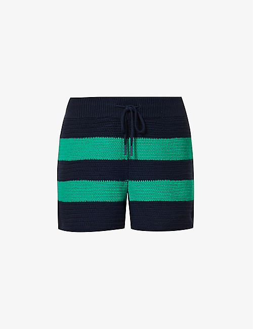 ZIMMERMANN: Tiggy striped drawstring-waist cotton-knit shorts