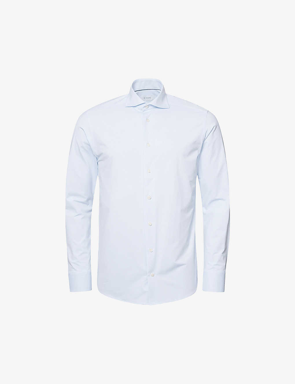 Eton Mens Light Blue Business Slim-fit Stretch-cotton Shirt