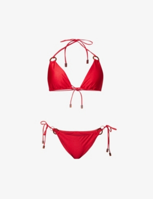 Zimmermann Clover Triangle Bikini Set In Cherry