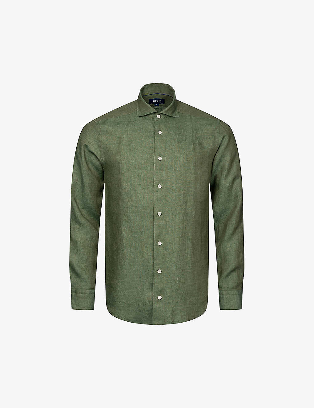 Eton Mens Dark Green Slim-fit Linen-twill Shirt