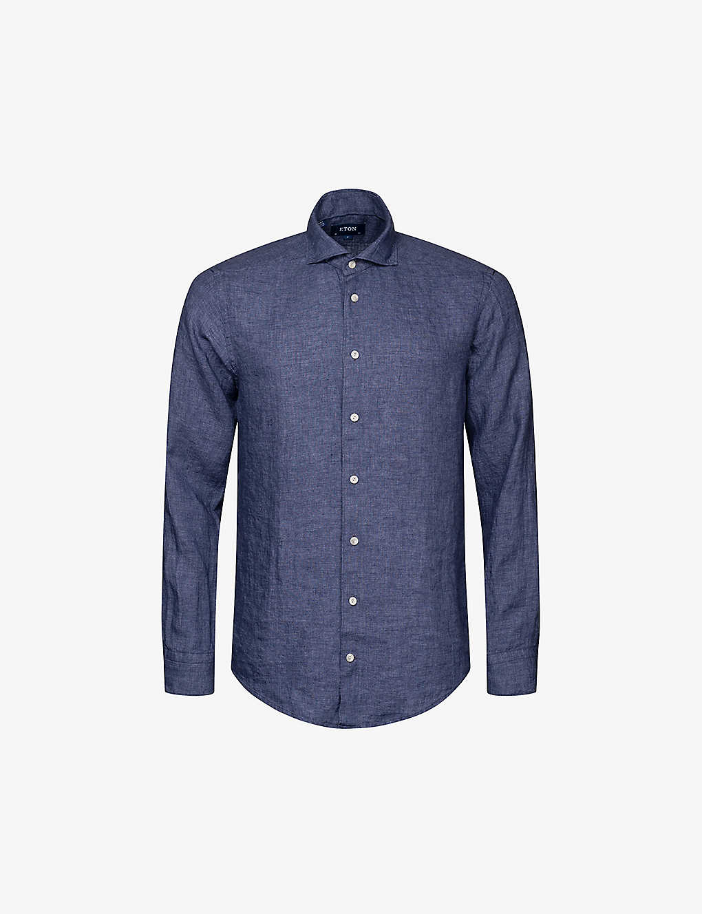 Eton Mens Navy Blue Slim-fit Linen-twill Shirt