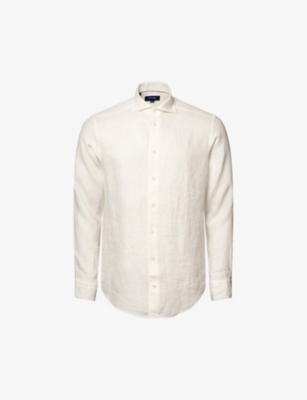 Eton Mens White Slim-fit Linen-twill Shirt