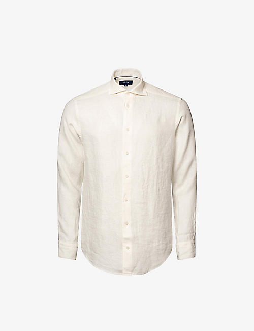 ETON: Long-sleeved contemporary-fit linen-twill shirt