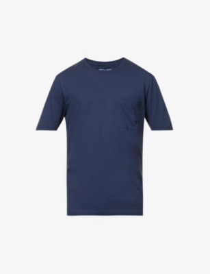 Vilebrequin Titan Slim-fit Logo-embroidered Cotton-jersey T-shirt In Bleu Marine