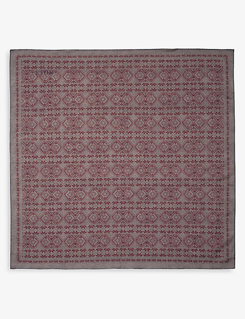 ETON: Graphic-print cotton and silk-blend scarf