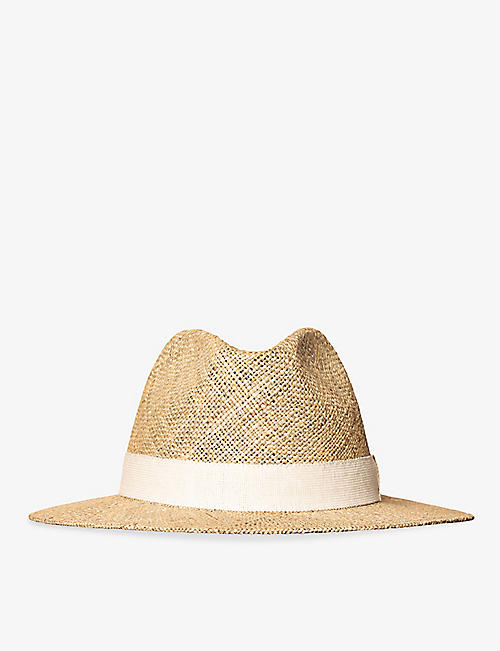 ETON: Contrast-trim wide-brim straw hat